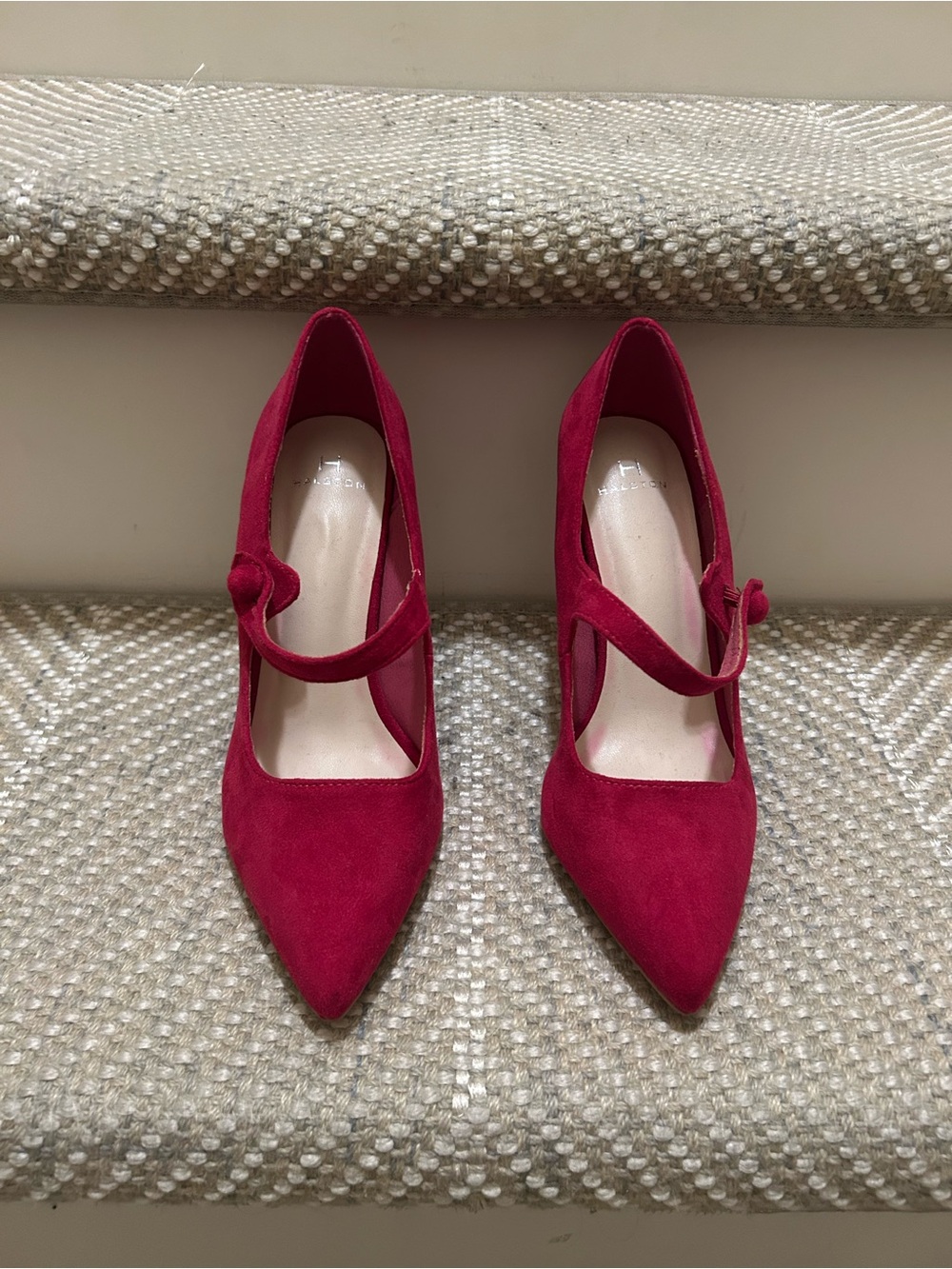 French Connection Fushia Suede Mary Jane Pointed-Toe Pumps